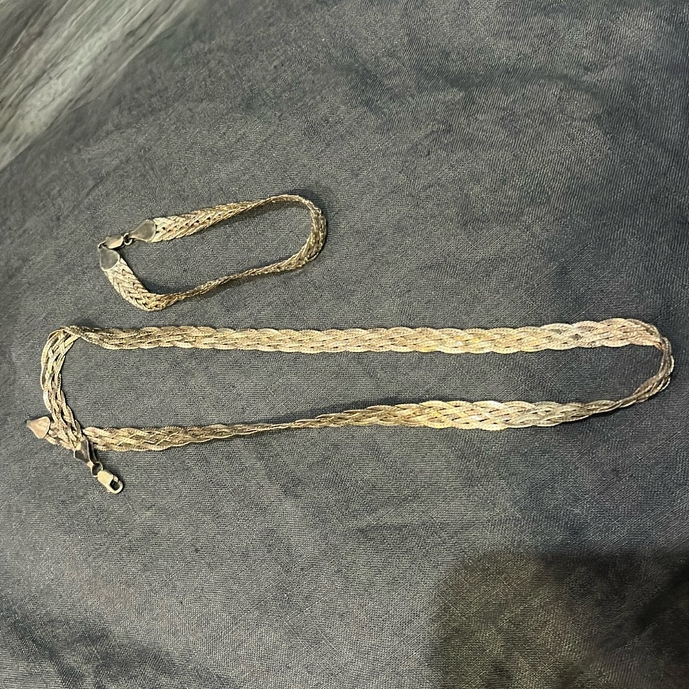 925 Silver Braided Necklace and Bracelet